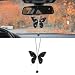 Couslcd Bling Butterfly Diamond Car Accessories Crystal Car Rear View Mirror Charms for Women Car Decoration Lucky Hanging Interior Crystal Ornament Pendant Decor for All Cars Black - Image 2