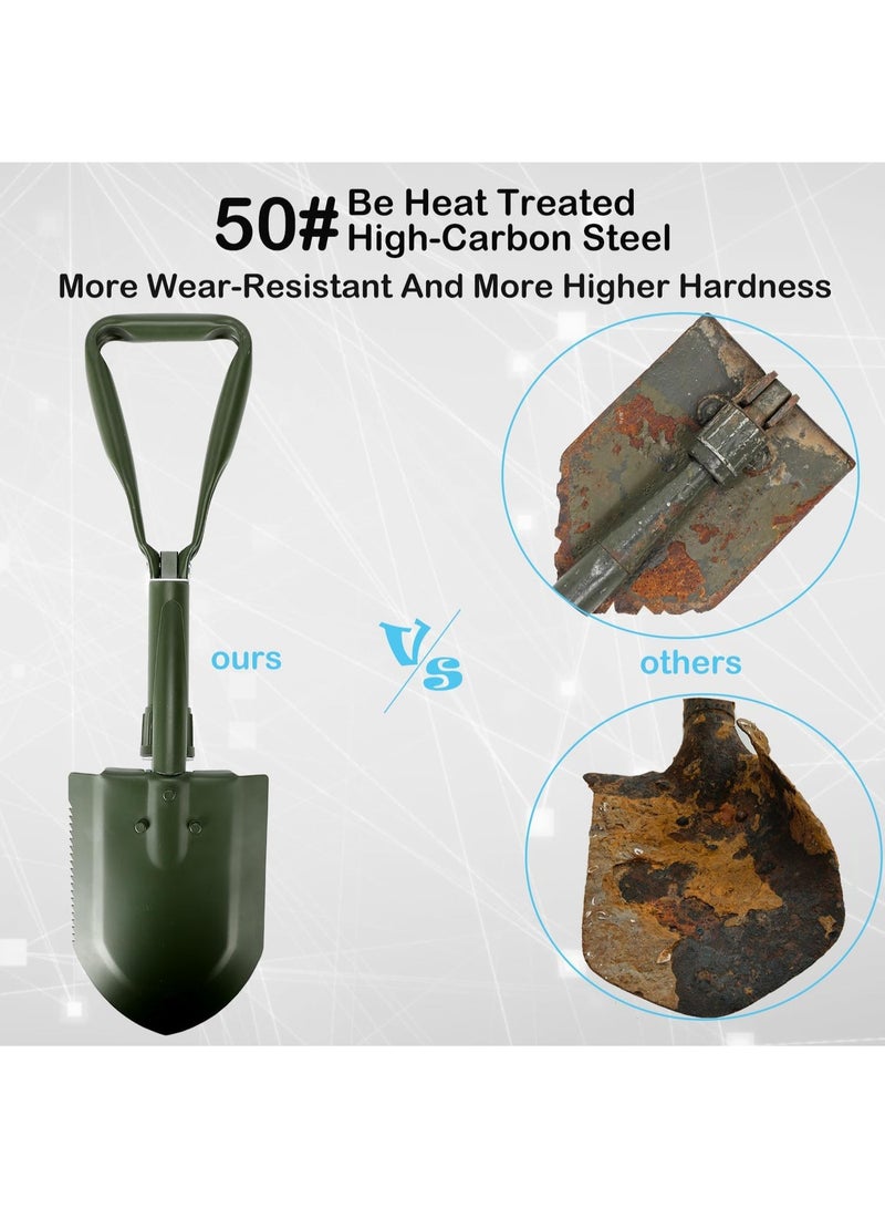 Shovel Collapsible Shovel,Camping Shovel, High-Carbon Steel Entrenching Tool, Portable Shovel For Garden, Fishing, Car Emergency, Gifts For Men (GREEN) - Image 3