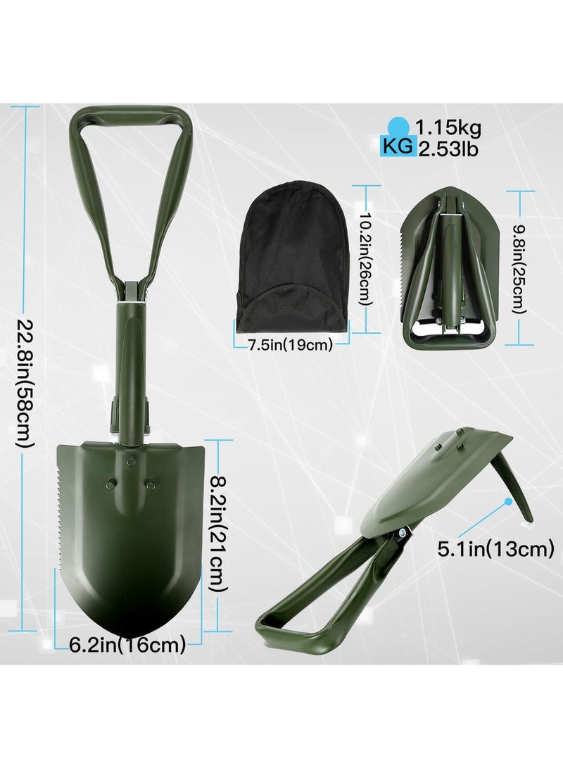 Shovel Collapsible Shovel,Camping Shovel, High-Carbon Steel Entrenching Tool, Portable Shovel For Garden, Fishing, Car Emergency, Gifts For Men (GREEN) - Image 4