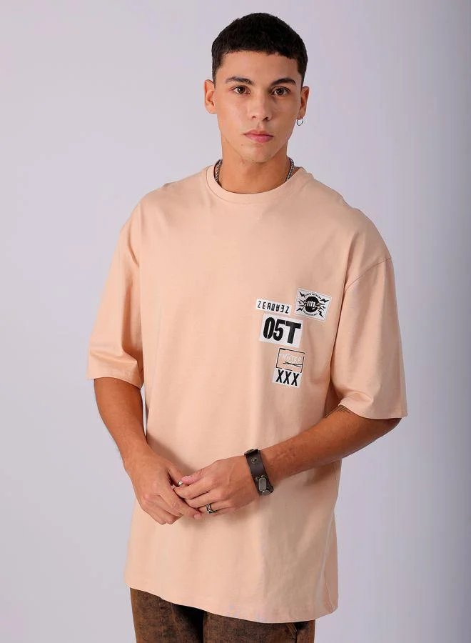 ذا انديان كراج كو Men Oversized Graphic Back Printed Round Neck Tshirt