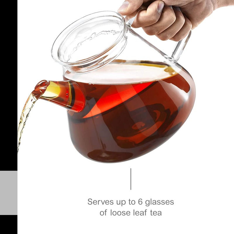 AdHoc Orient+ Glass Teapot - Tea Kettle and Removable Infuser for Loose Leaf Tea - Large Glass Teapot for Stove Top - Small Tea Kettle - 50 fluid oz. - Image 5