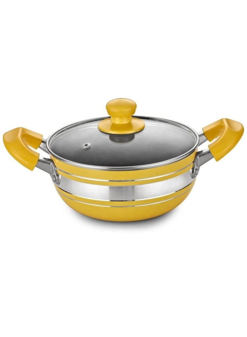 HOTCHEF مجموعة أواني طهي ملونة عالية الجودة مع أغطية زجاجية ومقابض جانبية مقاومة للحرارة تقدم تجربة طهي غير لاصقة سلسة لتحضير وجبات عائلية لذيذة، صلصات، أطباق أرز، والمفضلات اليومية في المطبخ - Image 5