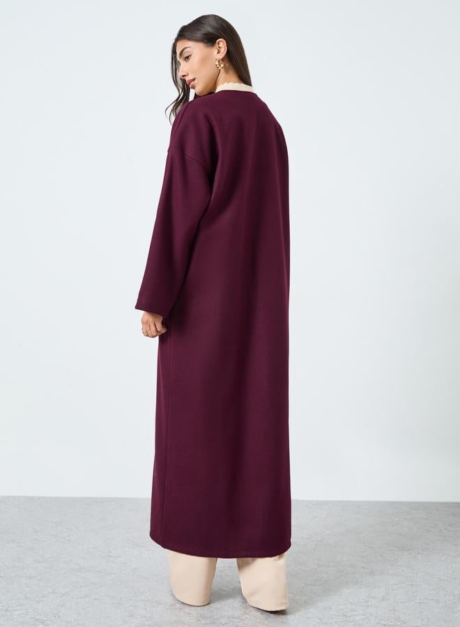 Amirah Burgundy Open Front Abaya - Image 5