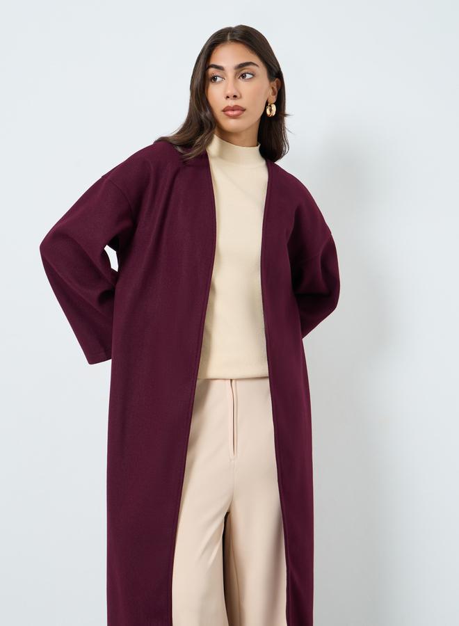 Amirah Burgundy Open Front Abaya - Image 3
