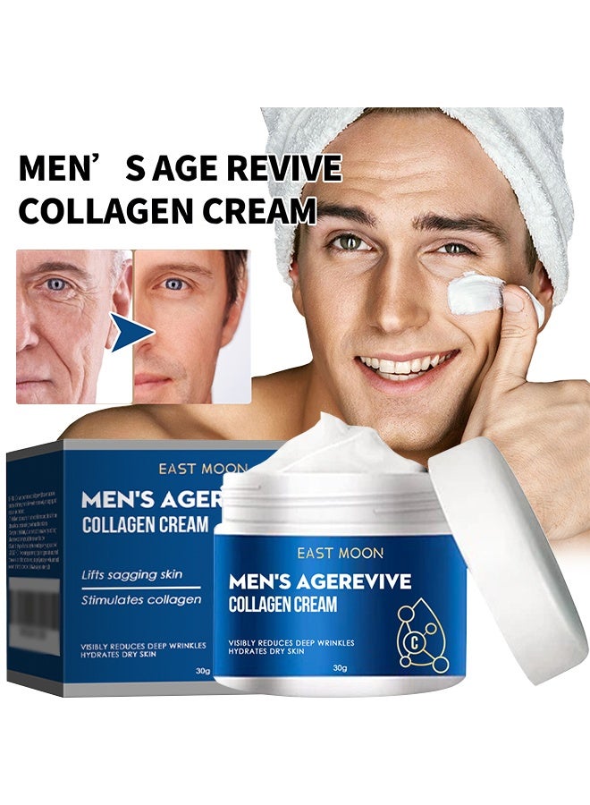 East Moon Men's AgeRevive Collagen Cream, Fade Fine Lines, Tighten Skin, Age Rewind Wrinkles Smoothing Gel, Day And Night Skin Care Moisturizing And Tightening Lotion 30G - Image 1