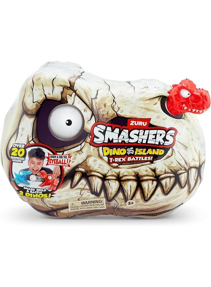 ZURU Smashers Dino Island Mini T-Rex Battles Playset (Red Dino) by ZURU Boys Dinosaur Battling Toys Shoots Fires Collectible Surprise Unboxing Skull - Image 3