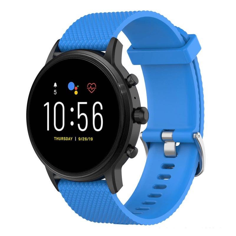 إيروريكس سوار معصم من السيليكون الملمس مقاس 22 مم لساعات Fossil Gen 5 Carlyle وGen 5 Julianna وGen 5 Garrett وGen 5 Carlyle Hr (أزرق سماوي) - Image 1