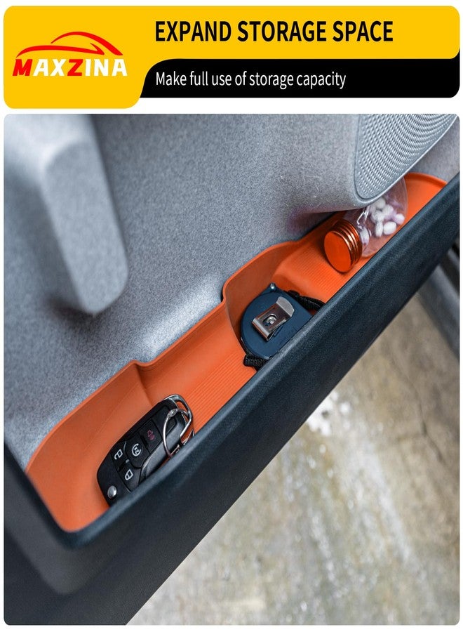 Maxzina Door Side Storage Tray Compatible with 2022-2025 Ford Maverick Side Door Storage Box Door Organizer Phone Pocket Silicone Front & Rear 4PCS Maverick Accessories (Original Orange) - Image 3