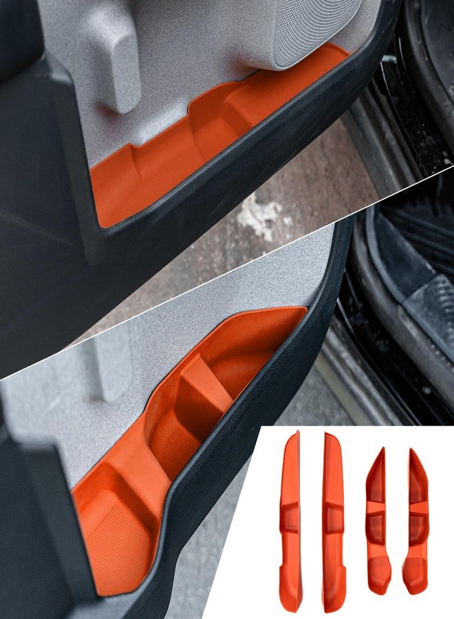 Maxzina Door Side Storage Tray Compatible with 2022-2025 Ford Maverick Side Door Storage Box Door Organizer Phone Pocket Silicone Front & Rear 4PCS Maverick Accessories (Original Orange) - Image 1