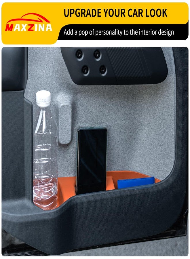 Maxzina Door Side Storage Tray Compatible with 2022-2025 Ford Maverick Side Door Storage Box Door Organizer Phone Pocket Silicone Front & Rear 4PCS Maverick Accessories (Original Orange) - Image 4