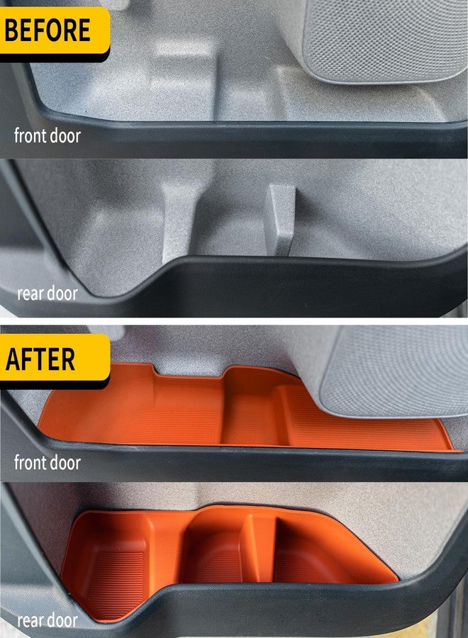 Maxzina Door Side Storage Tray Compatible with 2022-2025 Ford Maverick Side Door Storage Box Door Organizer Phone Pocket Silicone Front & Rear 4PCS Maverick Accessories (Original Orange) - Image 2