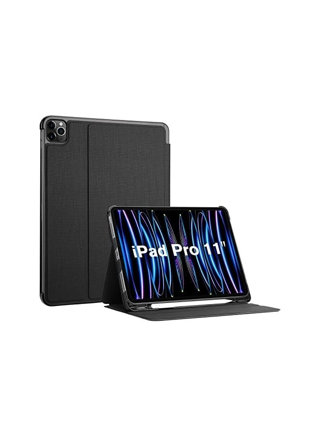 جرين تايجر حافظة iPad Pro 11 بوصة 2022 2020 2018، حافظة حماية قابلة للطي بحامل نحيف لجهاز iPad Pro 11 بوصة الجيل الرابع والثاني - أسود - Image 1
