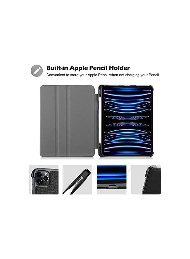 جرين تايجر حافظة iPad Pro 11 بوصة 2022 2020 2018، حافظة حماية قابلة للطي بحامل نحيف لجهاز iPad Pro 11 بوصة الجيل الرابع والثاني - أسود - Image 3