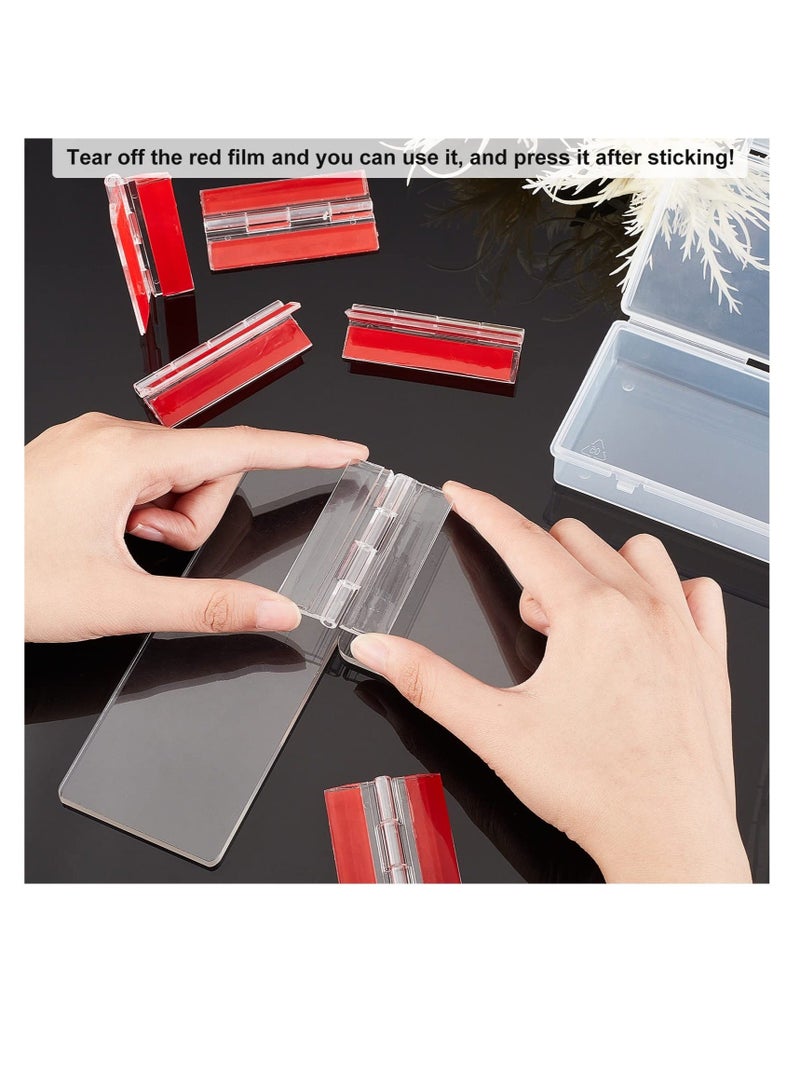 Generic Self Adhesive Clear Acrylic Hinges, 6 Pcs Acrylic Hinges, No Glue Required, 64.5 mm Continuous Piano Hinge, Self-Adhesive Folding Hinge for DIY Transparent Box, Storage Box, Display Stand  - Image 3