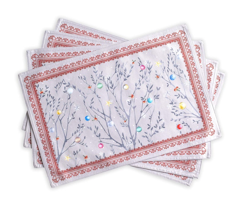 Maison d' Hermine Maison d' Hermine Cloth Placemat 100% Cotton Set of 4 Decorative Washable Place Mats Table Placemat  Dining  Kitchen  Parties & Camping  Fairy Christmas - Thanksgiving/Christmas  - Image 1