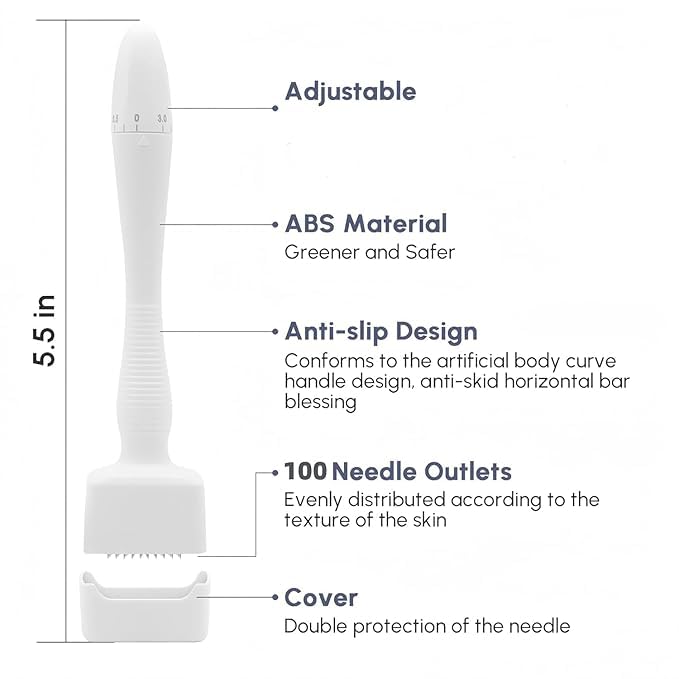 NETZILLA NAVA PAVA Derma Stamp for Hair Growth Titanium Coated Adjustable Needles 05mm to 3mm 140 Microneedling Stamp for Skin Repair Face Hair Beard Growth Reduces Acne Scars Safe Effective To Use - Image 5
