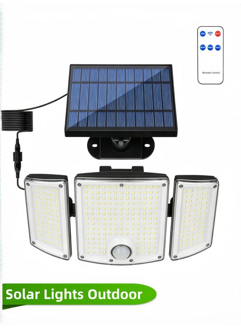 Solar Lights Outdoor, Motion Sensor Outdoor Lights， Solar Panel,Solar wall sconce,Remote Solar Led Light Waterproof,278 LED solar outdoor light with motion sensor, adjustable angle, yard garden solar wall sconce with 5M cable and remote control - Image 1