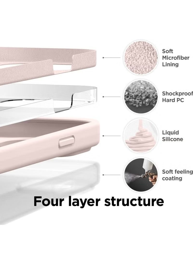 general Liquid Silicone Case for iPhone 15 Pro - Slim Full-Body Protective Cover with Soft Microfiber Lining Baby Pink - Image 4