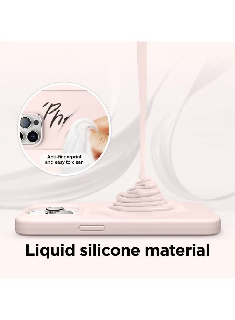 general Liquid Silicone Case for iPhone 15 Pro - Slim Full-Body Protective Cover with Soft Microfiber Lining Baby Pink - Image 3