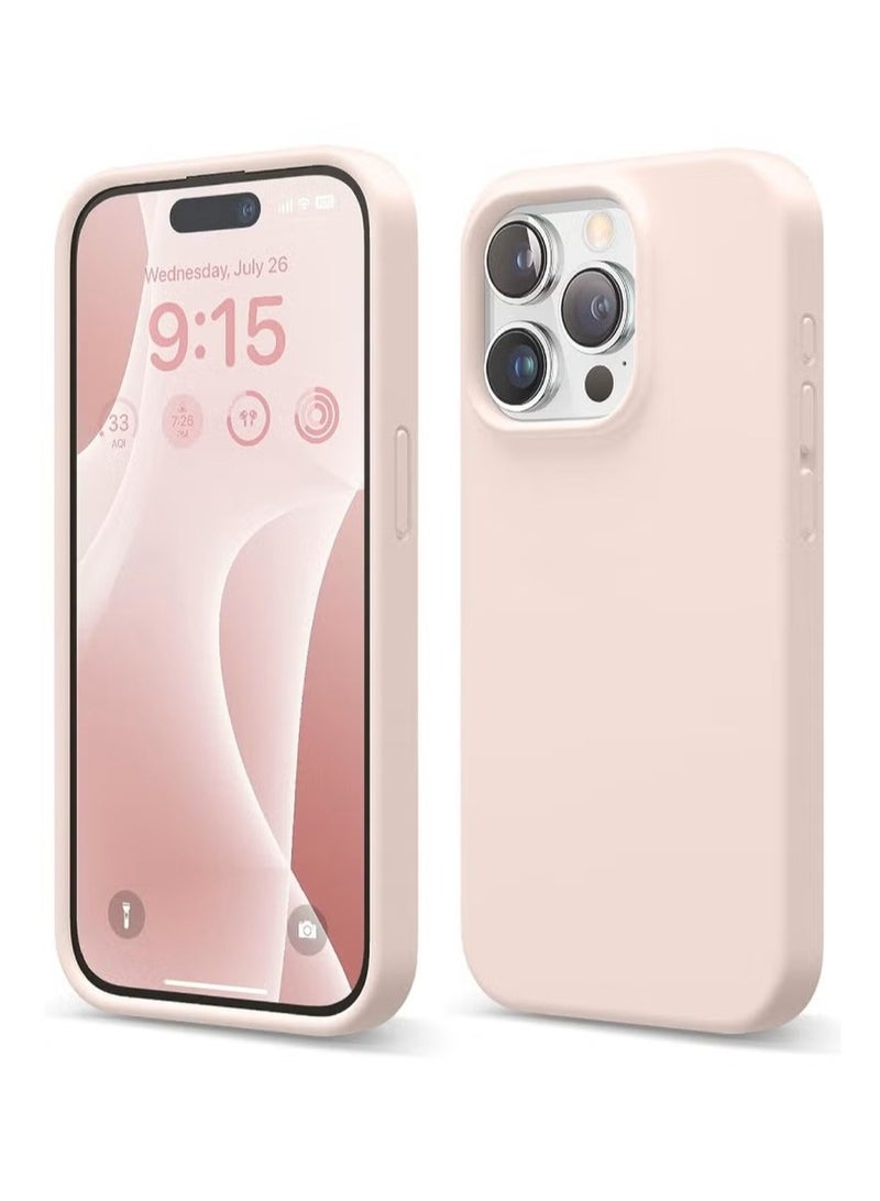 general Liquid Silicone Case for iPhone 15 Pro - Slim Full-Body Protective Cover with Soft Microfiber Lining Baby Pink - Image 1