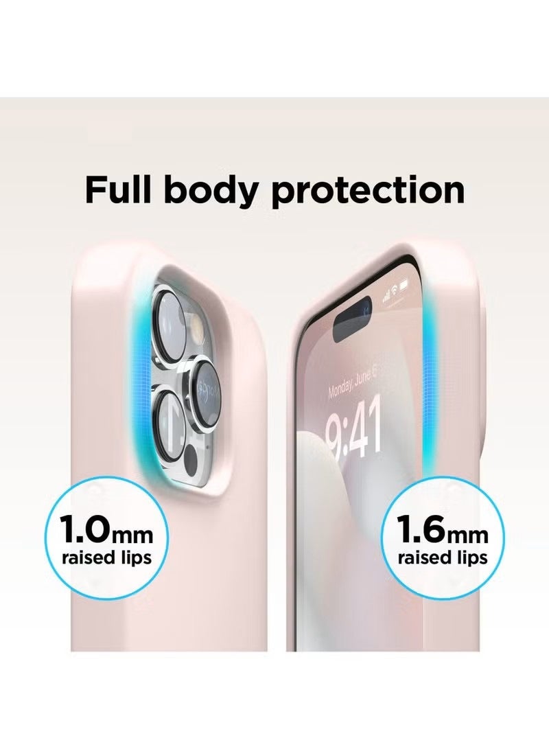 general Liquid Silicone Case for iPhone 15 Pro - Slim Full-Body Protective Cover with Soft Microfiber Lining Baby Pink - Image 5