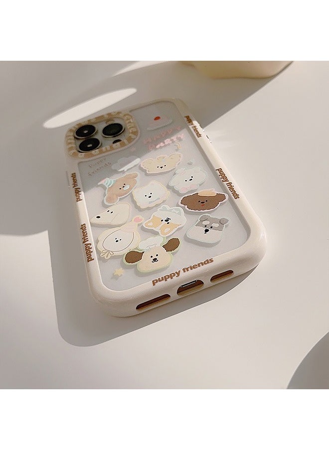 Generic - Compatible with iPhone 15 Pro Max Case, White Border and Cute Dogs Pattern Shockproof Case Cover with Lovely Strap Bracelet Chain Girls Women Case for iPhone 15 Pro Max - Image 1