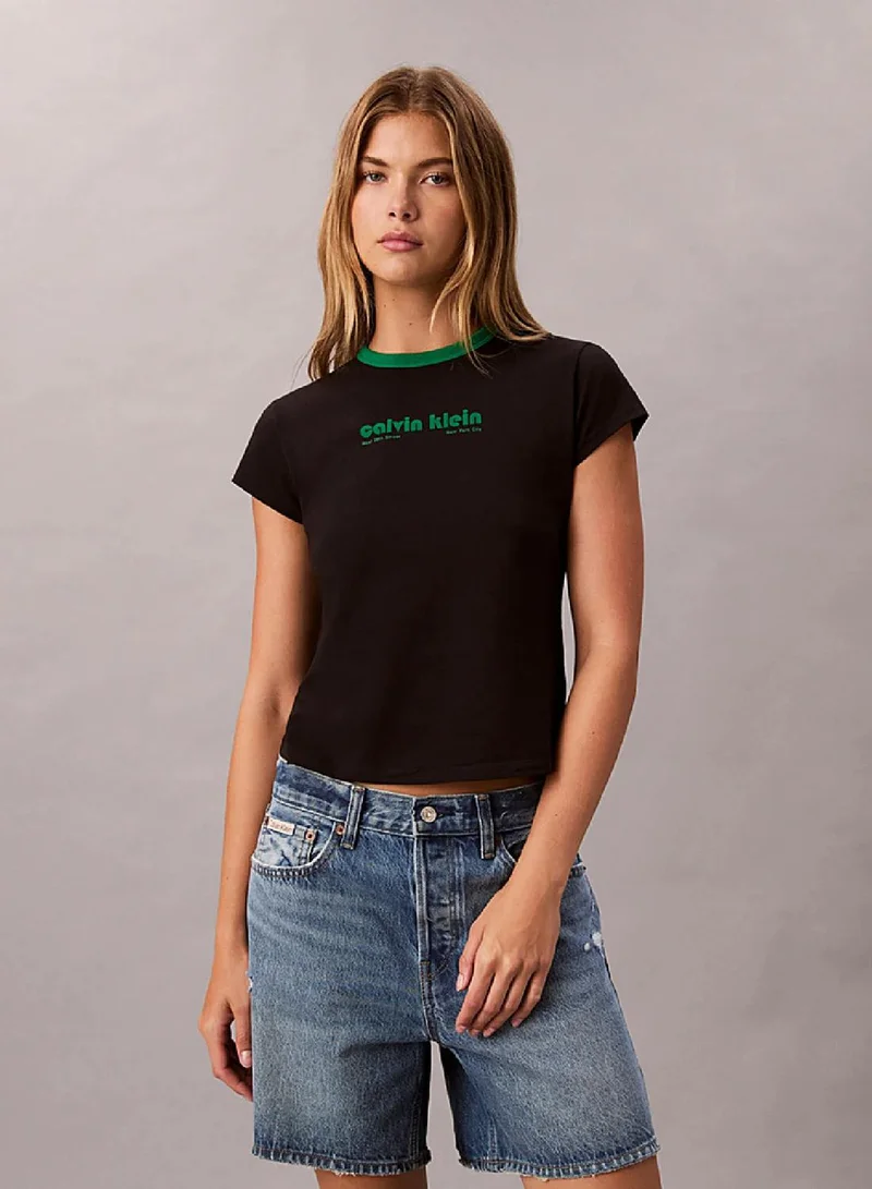 Calvin Klein Jeans black Logo Graphic Baby Tee for Women | Best Price UAE
