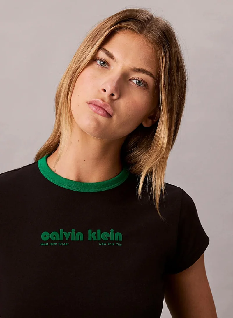Calvin Klein Jeans black Logo Graphic Baby Tee for Women | Best Price UAE