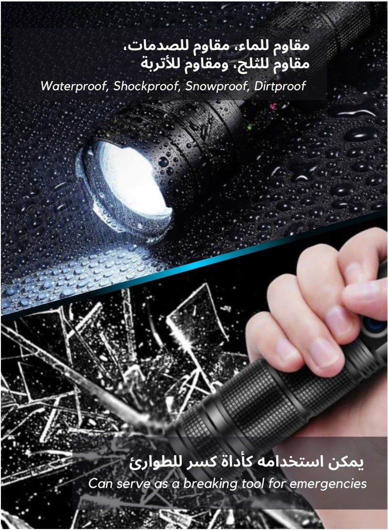 مصباح يدوي للتخييم | 9 أوضاع إضاءة عالية لومن، مقاوم للماء والصدمات | ملحق تخييم LED قابل للتكبير والتصغير حتى 1500 متر، بقوة 30 واط | بطارية قابلة لإعادة الشحن 5000 مللي أمبير/ساعة للاستخدام حتى 10 ساعات | قاعدة مغناطيسية مع ضوء جانبي COB للمشي لمسافات طويلة والصيد في حالات الطوارئ، متعدد الاستخدامات - Image 4