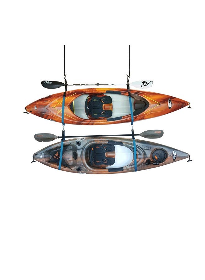 Pelican Double Kayak Storage Strap System For Indoor And Outdoor Kayak & Sup Paddle Board Hangers Comes With Paddle Clips Ps1954 Black; Turquoise  - Image 1