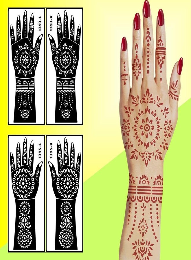 ORDERSHOCK Trendy Design Back Hand Mehndi Stencil Sticker For Girls Lightweight, Easy To Use And Perfect For Parties And Gatherings - Image 3