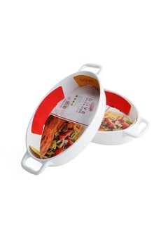 Dove 2-Piece Oval Porcelain Baking Dish With Handles 12 Inch 30.6x16.5x5.3CM White  - Image 3