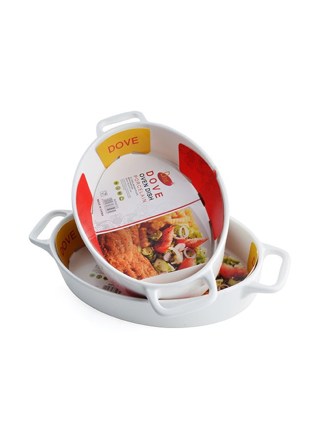 Dove 2-Piece Oval Porcelain Baking Dish With Handles 12 Inch 30.6x16.5x5.3CM White  - Image 2