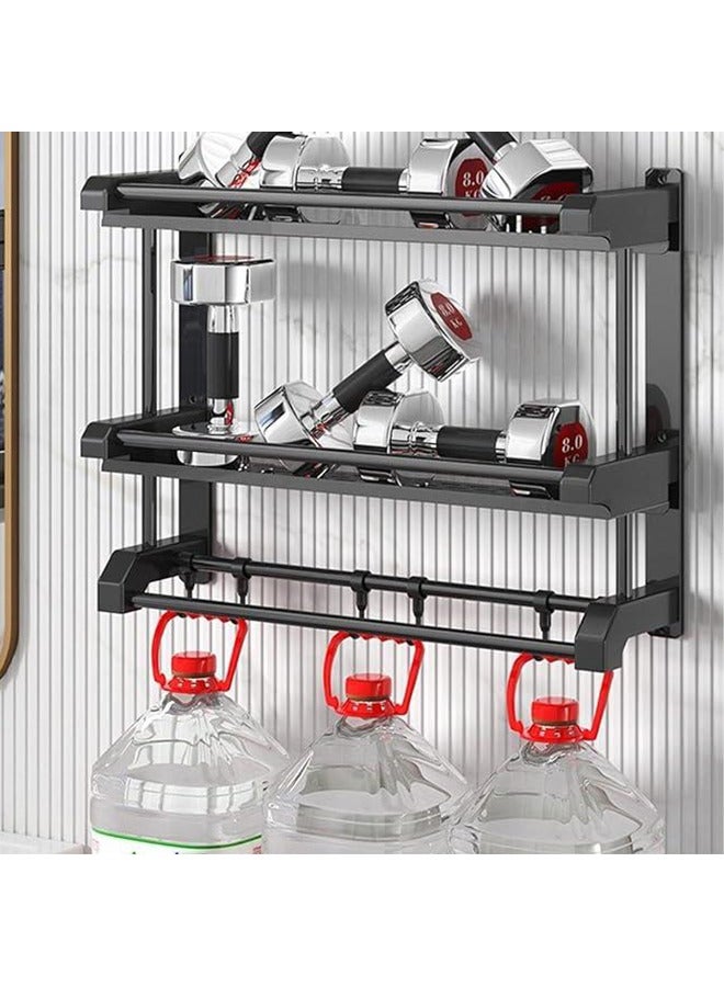 XiuWoo Double-Layer Bathroom Storage Rack, Punch-Free Towel Rack, Hotel Bathroom Storage Rack, Wall-Mounted Bathroom Rack, Bathroom Rack with Towel Bar, Shower Storage Rack, Suitable for Bathroom Storage Kitchen, Large Capacity - Image 2