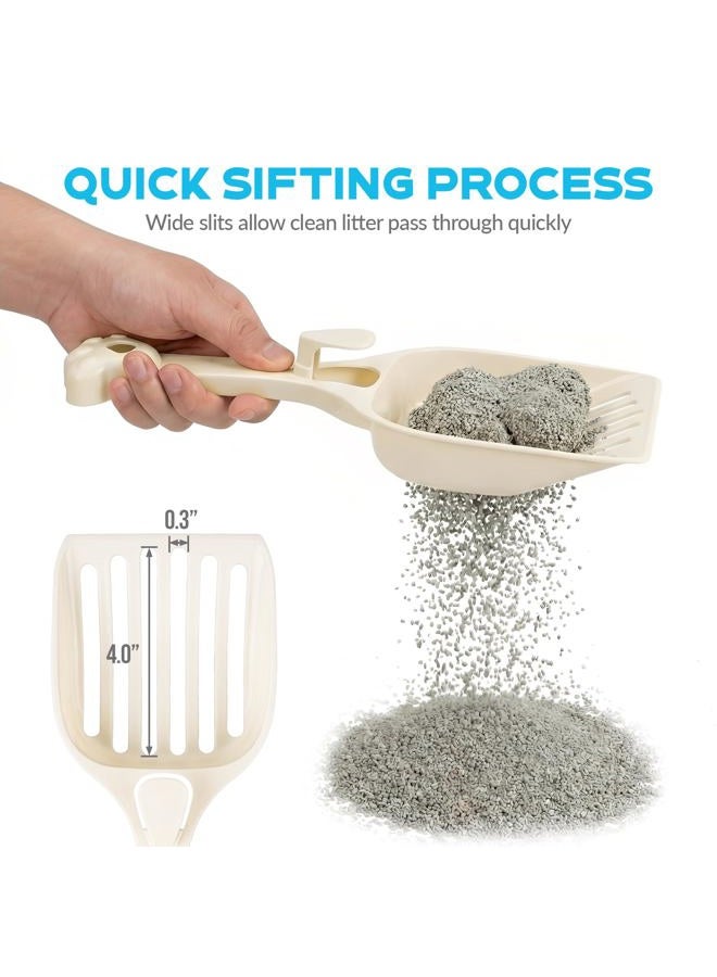 Depets Cat Litter Scoop, Plastic Litter Scooper with Eco-Friendly PP Material, Durable Litter Sifter Scoop - Designed for Easy Sifting, Milky White - Image 3
