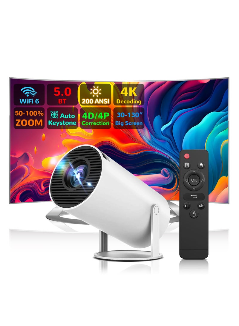 Smart 4K Portable Mini Projector, HY300 Auto Keystone Correction Portable Projector, 4K/ 200 ANSI Smart Projector with 2.4/5G WiFi, BT 5.0, 130 Inch Screen, 180 Degree Flip,Home Video Projector  - Image 1