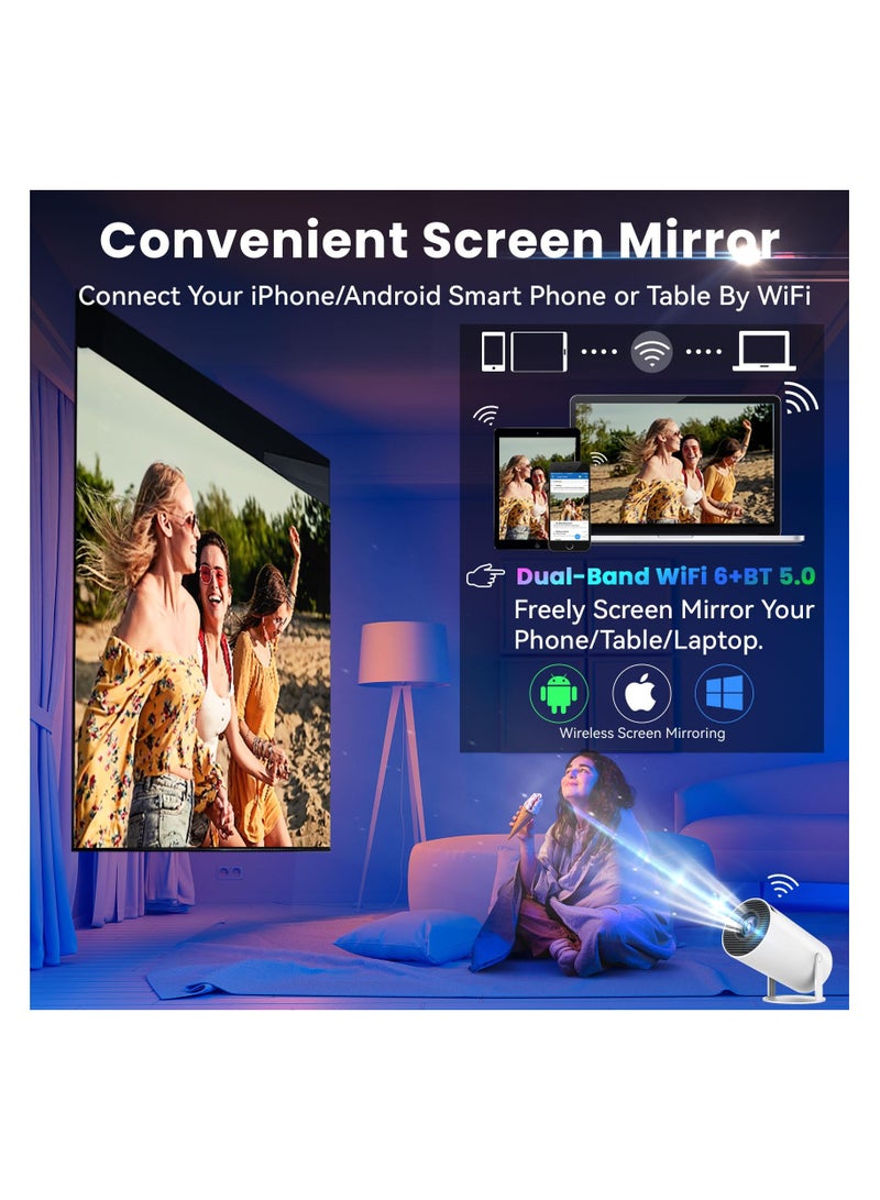 Smart 4K Portable Mini Projector, HY300 Auto Keystone Correction Portable Projector, 4K/ 200 ANSI Smart Projector with 2.4/5G WiFi, BT 5.0, 130 Inch Screen, 180 Degree Flip,Home Video Projector  - Image 3