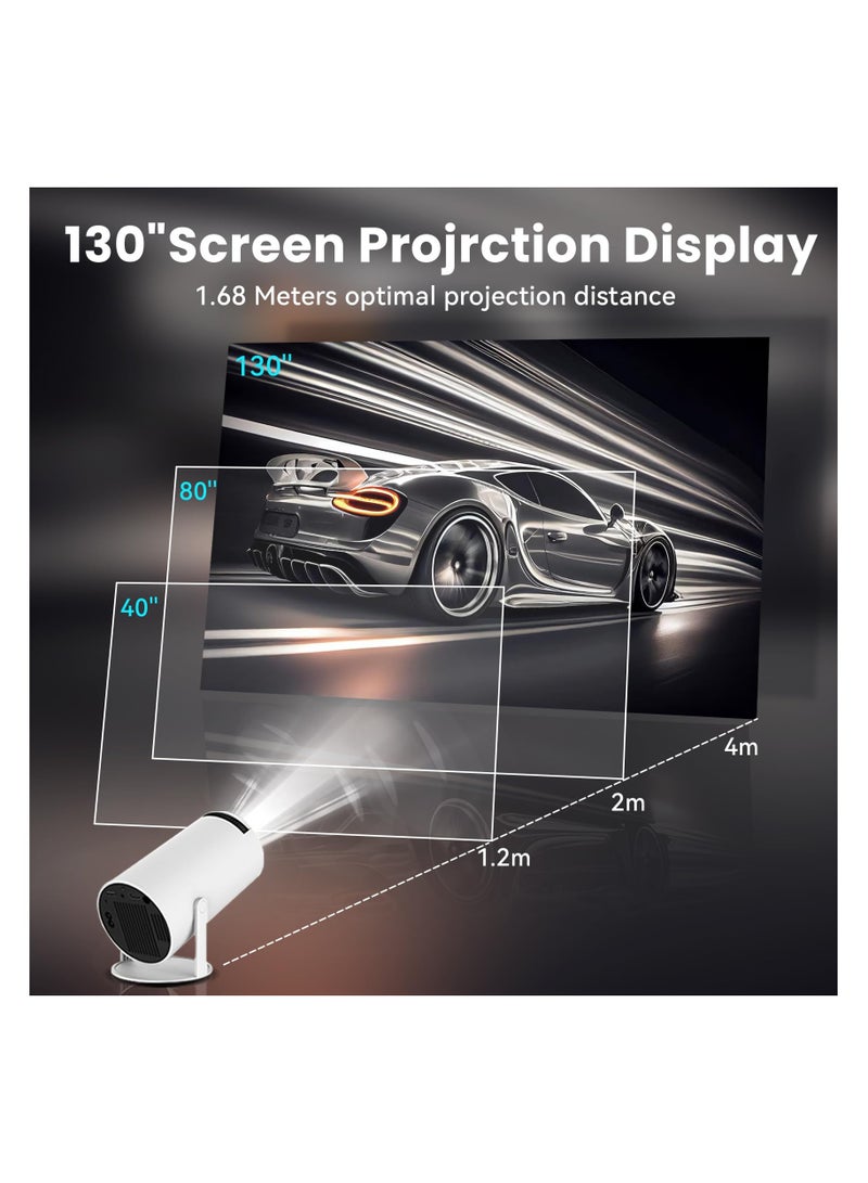 Smart 4K Portable Mini Projector, HY300 Auto Keystone Correction Portable Projector, 4K/ 200 ANSI Smart Projector with 2.4/5G WiFi, BT 5.0, 130 Inch Screen, 180 Degree Flip,Home Video Projector  - Image 2