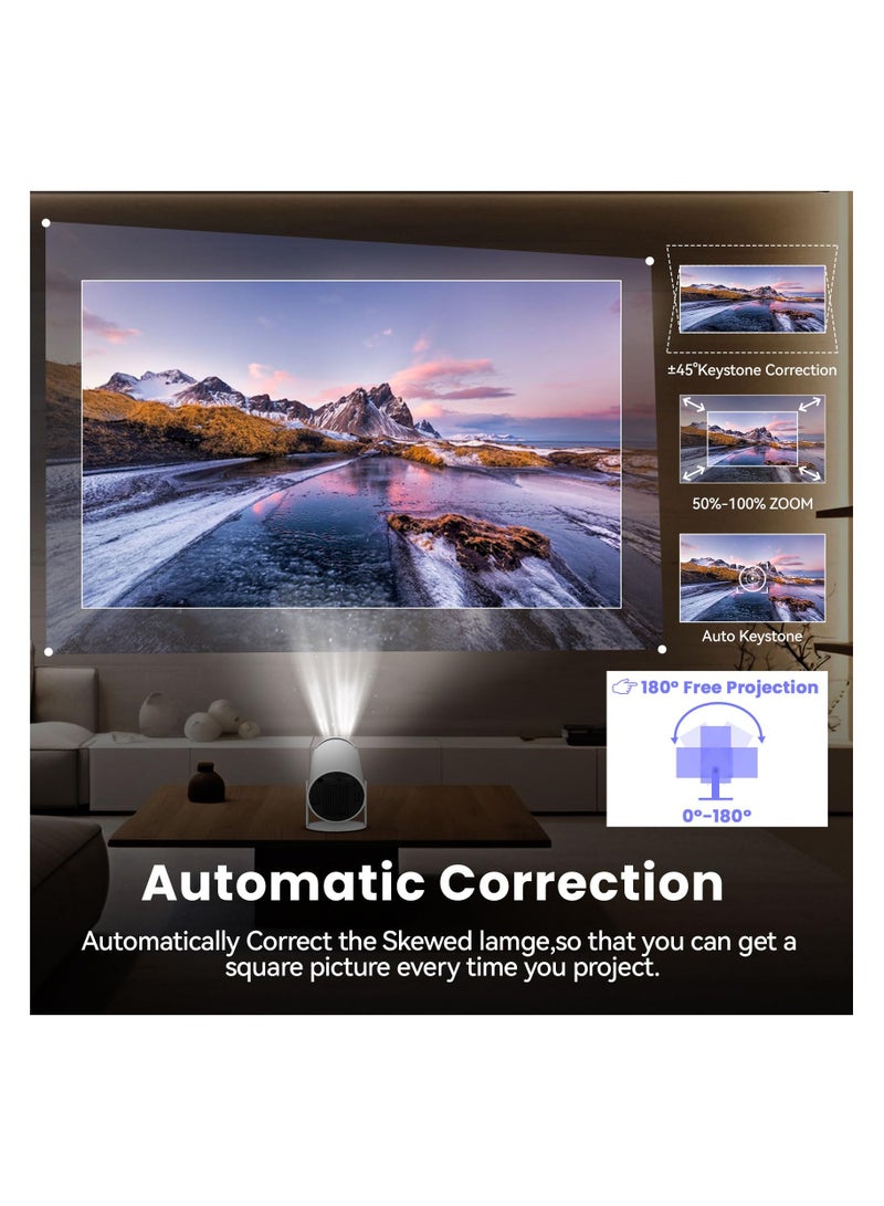 Smart 4K Portable Mini Projector, HY300 Auto Keystone Correction Portable Projector, 4K/ 200 ANSI Smart Projector with 2.4/5G WiFi, BT 5.0, 130 Inch Screen, 180 Degree Flip,Home Video Projector  - Image 4