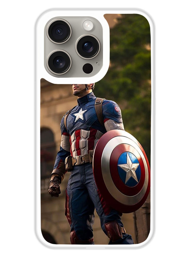 Theodor Protective Case Cover For APPLE IPHONE 15 Pro Max Captain America 3 (White Bumper) - Image 1