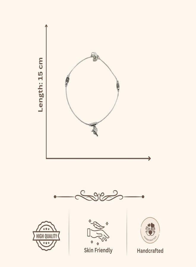 ACCESSHER Women's & Girls Traditional Oxidised Silver-Tone Bird Beaded Chain Anklet with Ghungroo Payal, Pajeb, Ankle Chain, Leg Chain Fashion Foot Jewellery for Gift - Image 5
