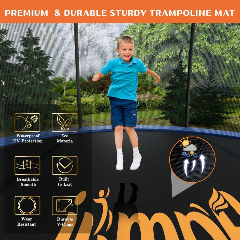 jumpfly Replacement Trampoline Mat - Jumping Trampoline Mat Fits 14FT Round Trampoline Frame 72 V-Rings 5.5 Inch Springs, UV-Resistant & Durable Bounce Pad with Hook Tools & Gloves - Image 3