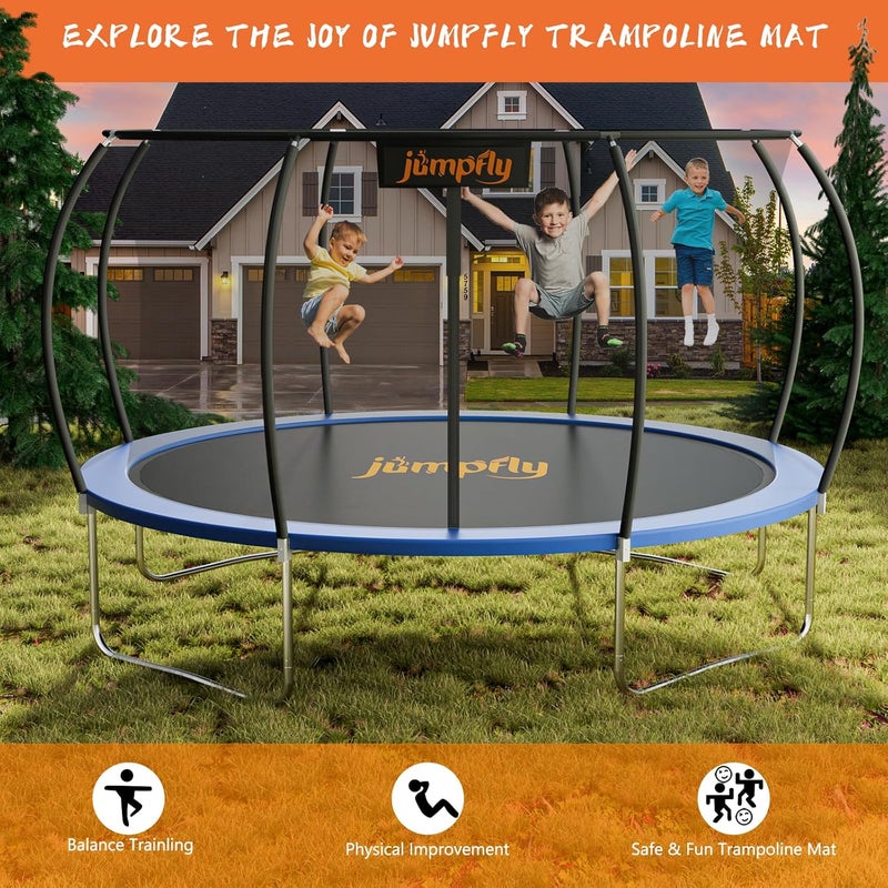 jumpfly Replacement Trampoline Mat - Jumping Trampoline Mat Fits 14FT Round Trampoline Frame 72 V-Rings 5.5 Inch Springs, UV-Resistant & Durable Bounce Pad with Hook Tools & Gloves - Image 2