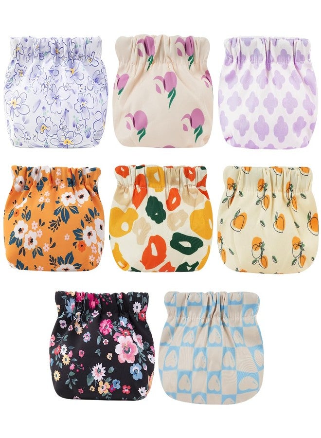 DIBALIYI 8 Pcs Mini Makeup Bag for Purse, Small Cosmetic Bag for Women, No Zipper Self-closing Travel Bag, Snap Closure Organizer Pouch, Waterproof Portable Coin Purse Storage for Cosmetics Headphones Jewelry - Image 1