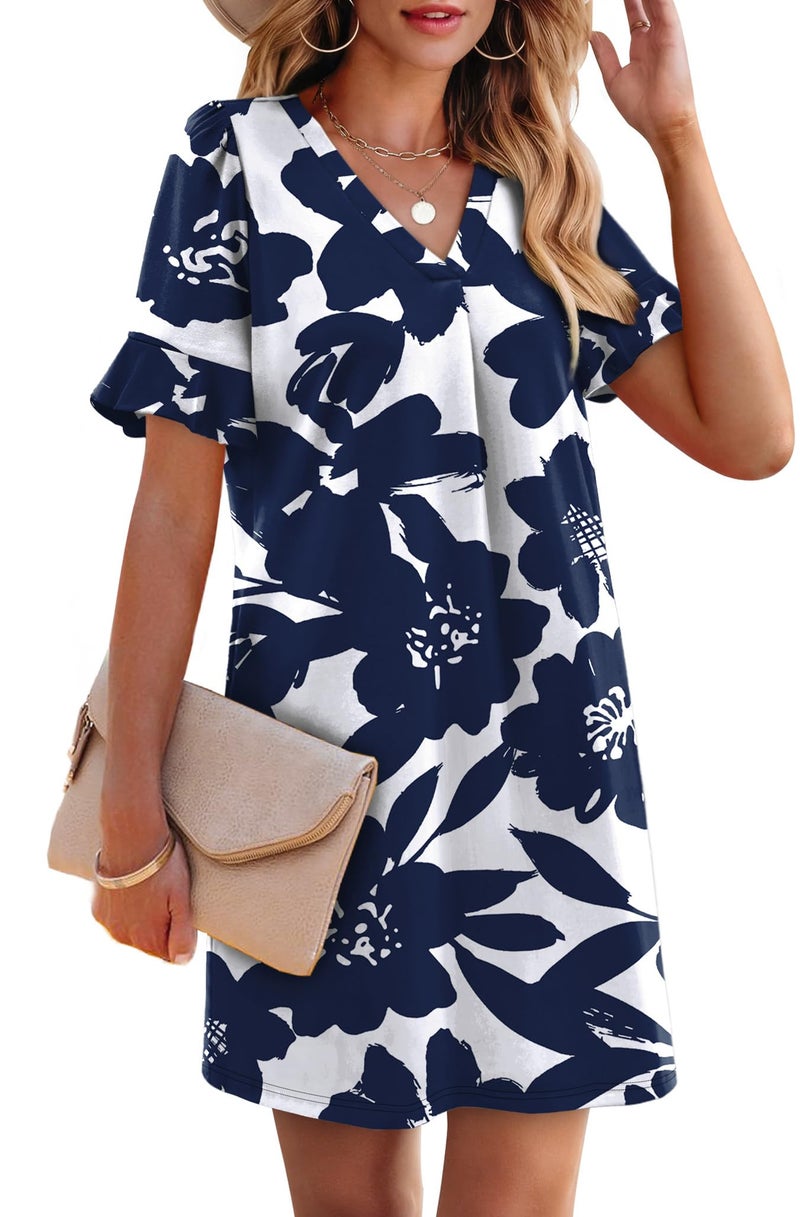 OFEEFAN Womens Summer Dresses 2026 Sundresses Beach Vacation Cruise Dresses Floral White L - Image 4