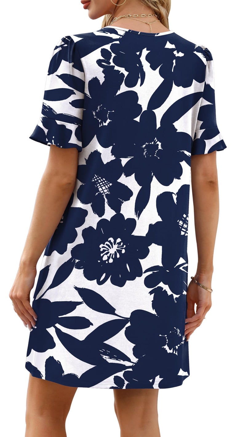 OFEEFAN Womens Summer Dresses 2026 Sundresses Beach Vacation Cruise Dresses Floral White L - Image 5