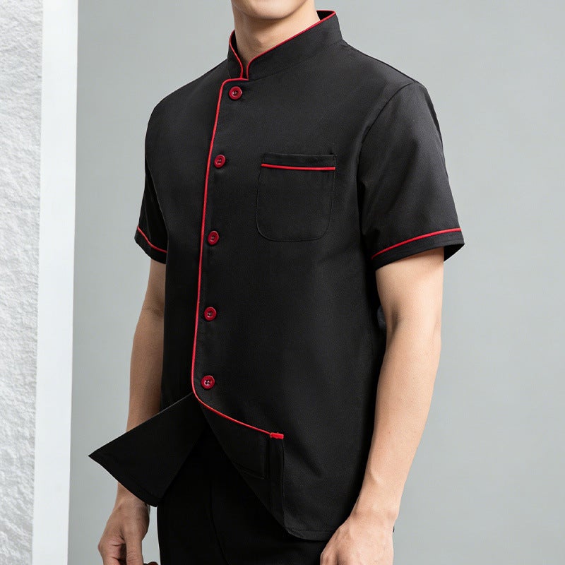 Chef Work Clothes, Men'S Short-Sleeved El Kitchen Clothes, Summer Breathable Thin Clothing, Women'S Baker Work Clothes - Image 1