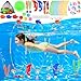 EULRGAUS Pool Toys 34PCS Swim Thru Rings Pool Games Diving Toys with Diving Rings Underwater Treasures Diving Gems Water Toys with Splash Balls Water Frisbee Swim Toys for Kids Boys and Girls - Image 2