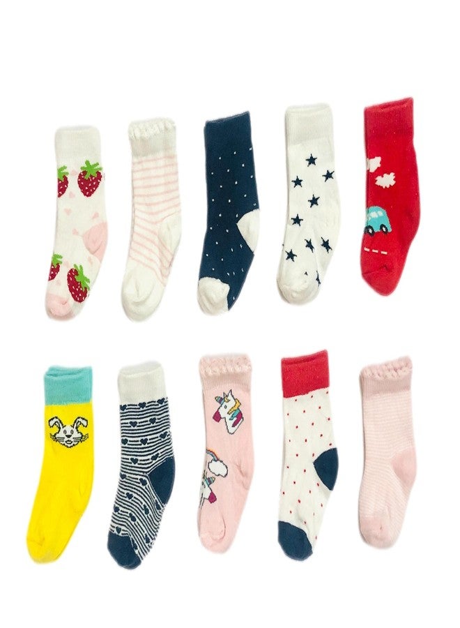 Freshfoot Cute and Colorful New Born Baby Socks For 0-12 Months- Multicolored (Theme2-(10Pairs), 6-12 Months) - Image 1