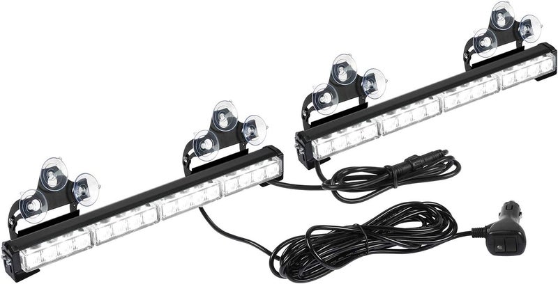 ASPL 2x16.8 inch Emergency Flashing LED Traffic Advisor Strobe Light Bar 32LED 26 Flash Patterns Interior Safety Warning Lights (White) - Image 1